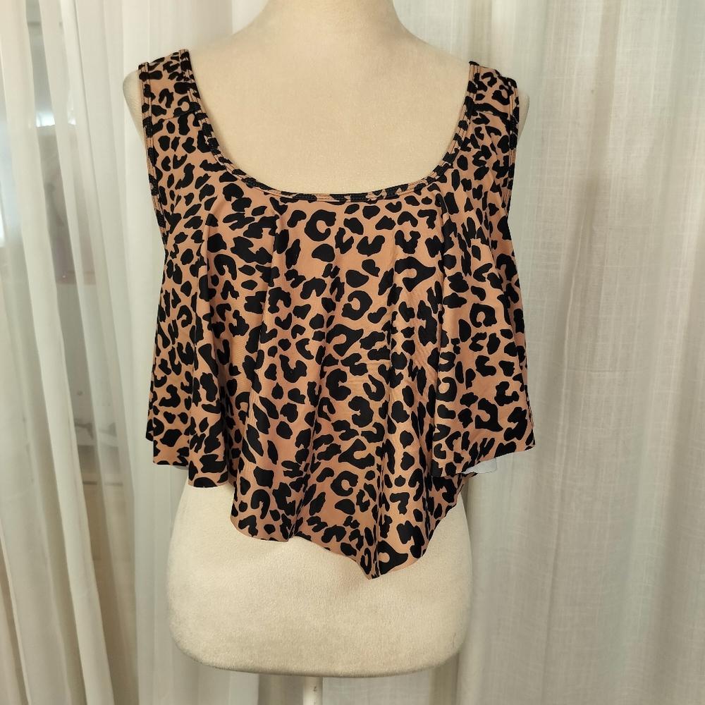 2/$30 Leopard Print Layered Swim Tankini Womens Plus Size 4XL Beach Pool